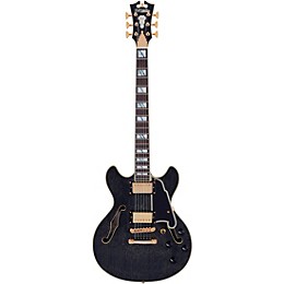 Open Box D'Angelico Excel Series Mini DC Semi-Hollow Electric Guitar with USA Seymour Duncan Humbuckers and Stopbar Tailpiece Level 1 Black Dog