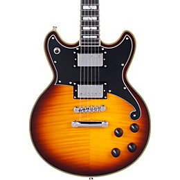 D'Angelico Deluxe Series Brighton Solidbody Electric Guitar With USA Seymour Duncan Humbuckers and Stopbar Tailpiece Vintage Sunburst