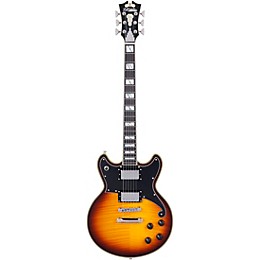D'Angelico Deluxe Series Brighton Solidbody Electric Guitar With USA Seymour Duncan Humbuckers and Stopbar Tailpiece Vintage Sunburst