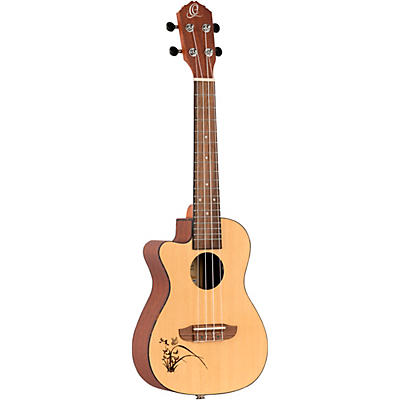 Ortega Bonfire Series Ru5ce-L Left-Handed Acoustic Electric Concert Ukulele Natural for sale