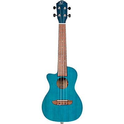Ortega Earth Series Ruocean-Ce-L Left-Handed Acoustic Electric Concert Ukulele Aqua Blue for sale
