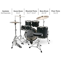TAMA Imperialstar 5-Piece Complete Drum Set With 22 in. Bass Drum and Meinl HCS Cymbals Blacked Out Black