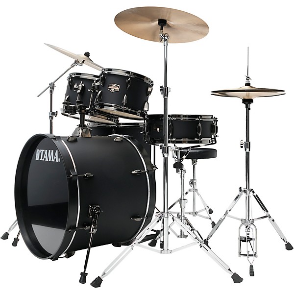 TAMA Imperialstar 5-Piece Complete Drum Set With 22 in. Bass Drum and Meinl HCS Cymbals Blacked Out Black