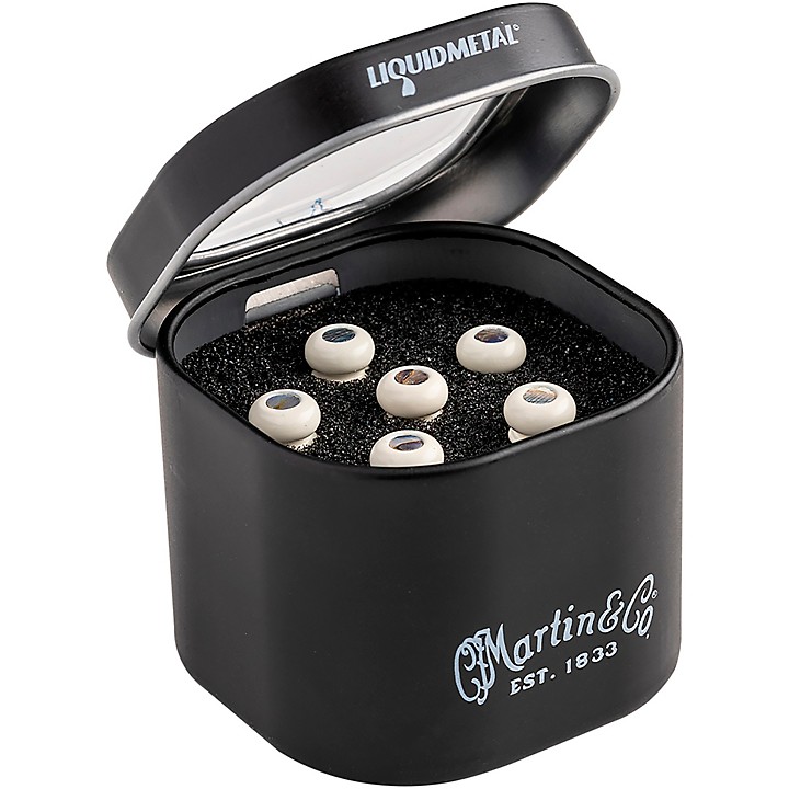 Martin Luxe Liquidmetal Bridge Pin Set Bone Pearl | Guitar Center