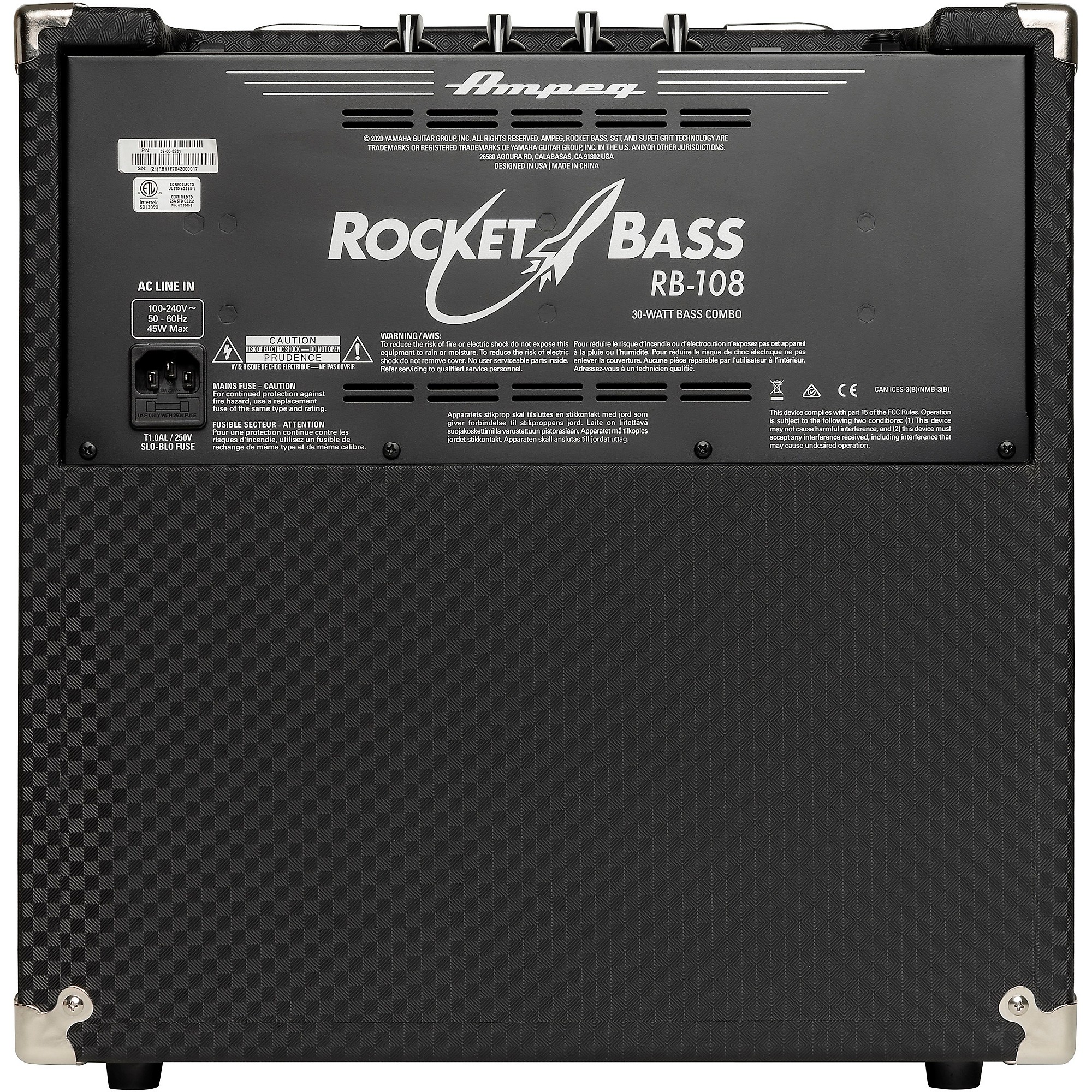 Ampeg Rocket Bass RB-108 1x8 30W Bass Combo Amp Black and Silver 