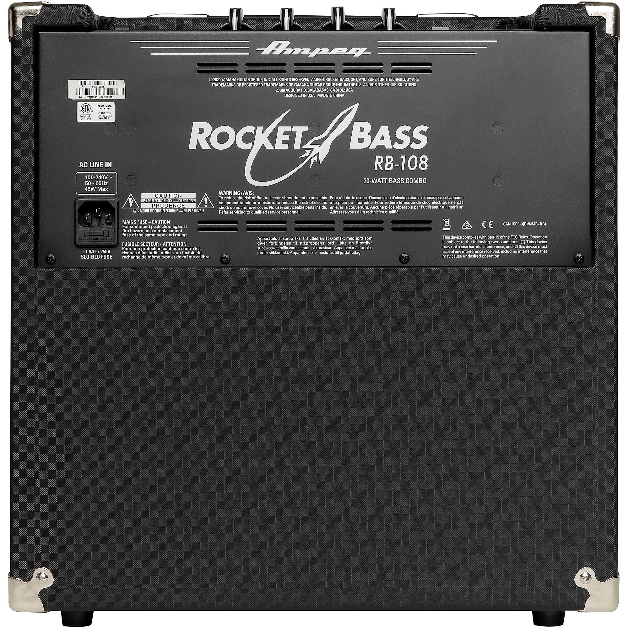 Ampeg Rocket Bass RB-108 1x8 30W Bass Combo Amp Black and Silver