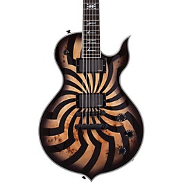 Wylde Audio Odin Grail 6-String Electric Guitar Orange With Black Buzz Saw Graphic Charcoal Burst