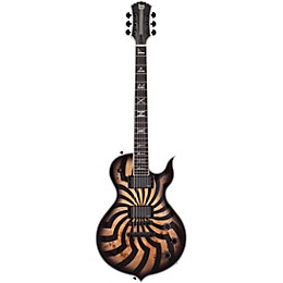 Wylde Audio Odin Grail 6-String Electric Guitar Orange With Black Buzz Saw Graphic Charcoal Burst