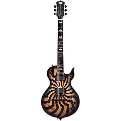 Wylde Audio Odin Grail 6-String Electric Guitar Orange With Black Buzz Saw Graphic Charcoal Burst for sale