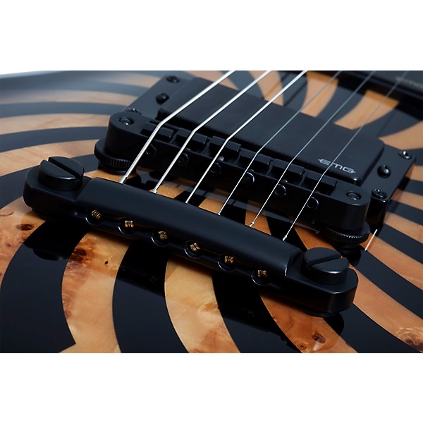 Wylde Audio Odin Grail 6-String Electric Guitar Orange With Black Buzz Saw Graphic Charcoal Burst