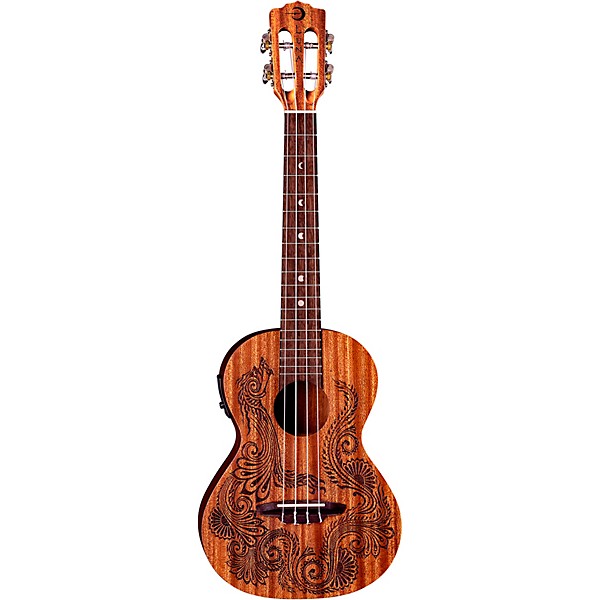 Luna Henna Dragon Mahogany Tenor Acoustic-Electric Ukulele Mahogany