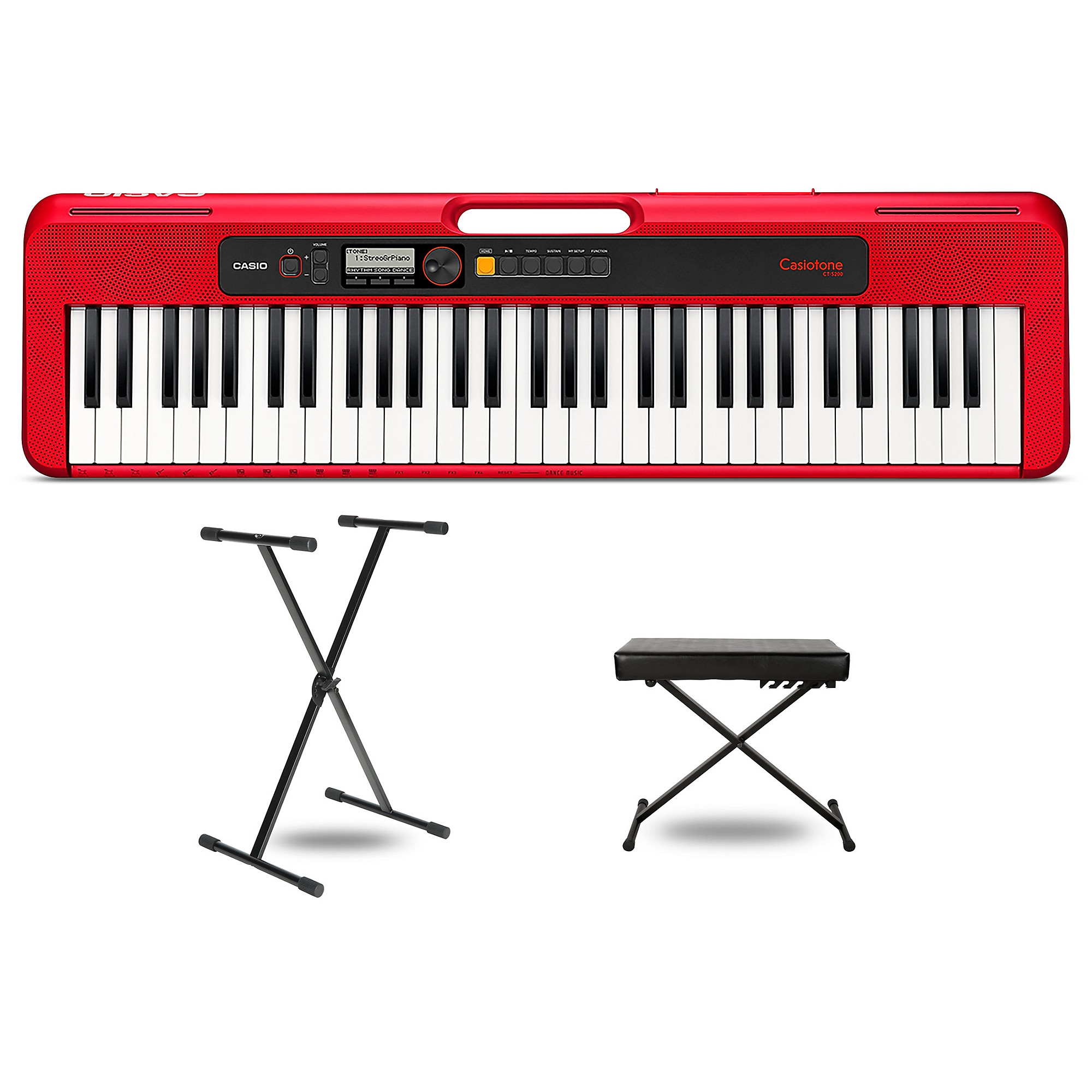 Casio Casiotone CT-S200 Keyboard With Stand and Bench Red