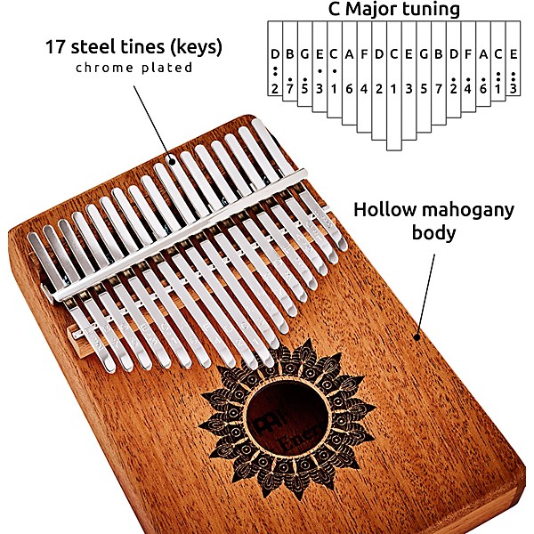 MEINL Sonic Energy 17-Note Soundhole Kalimba Mahogany