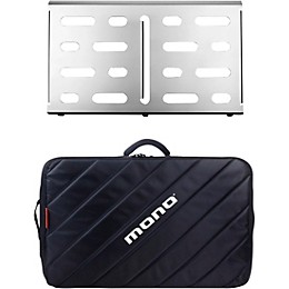 MONO Pedalboard Medium, Silver and Tour Accessory Case 2.0, Black