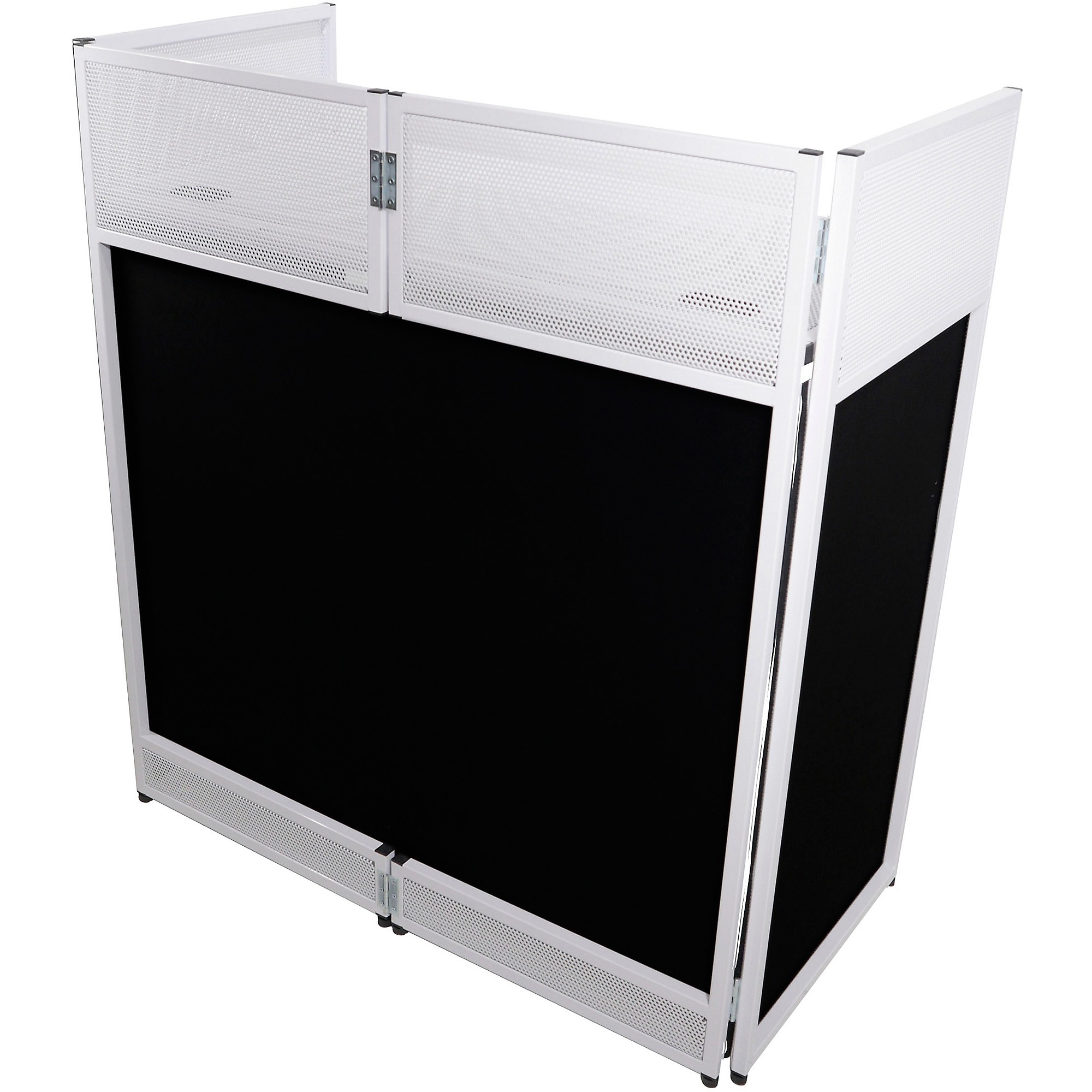 ProX VISTA DJ Booth Facade Table Station with White/Black Scrim