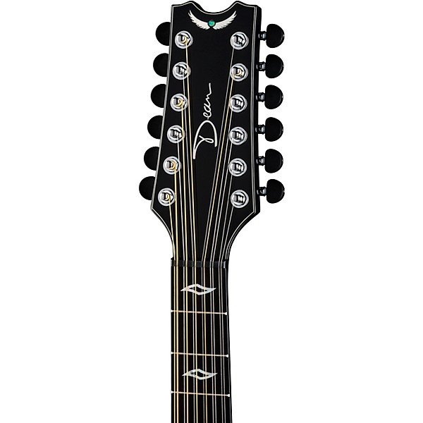 Dean Exhibition 12-string Thin Body Acoustic-electric Guitar Classic Black  : Target