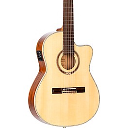 Ortega RCE138-T4 Thinline Acoustic-Electric Nylon Guitar High Gloss Natural