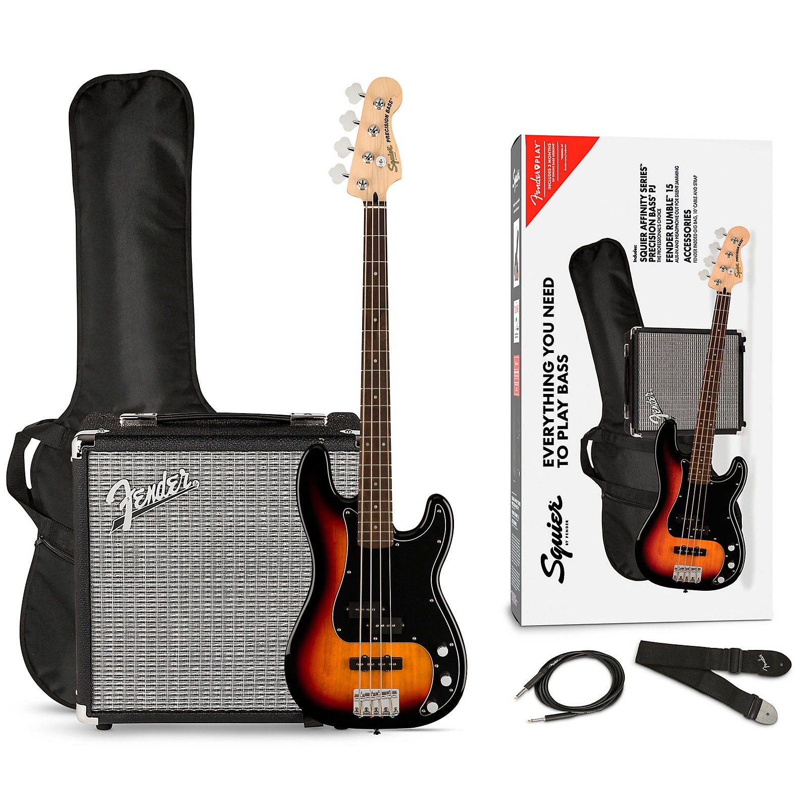 Squier Affinity Series PJ Bass Pack With Fender Rumble 15G Amp 3