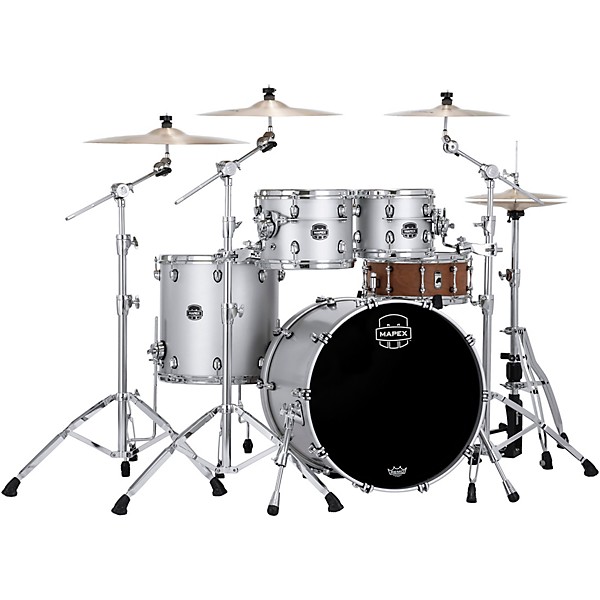 Mapex Saturn Evolution Rock Birch 4-Piece Shell Pack With 22" Bass Drum Iridium Silver