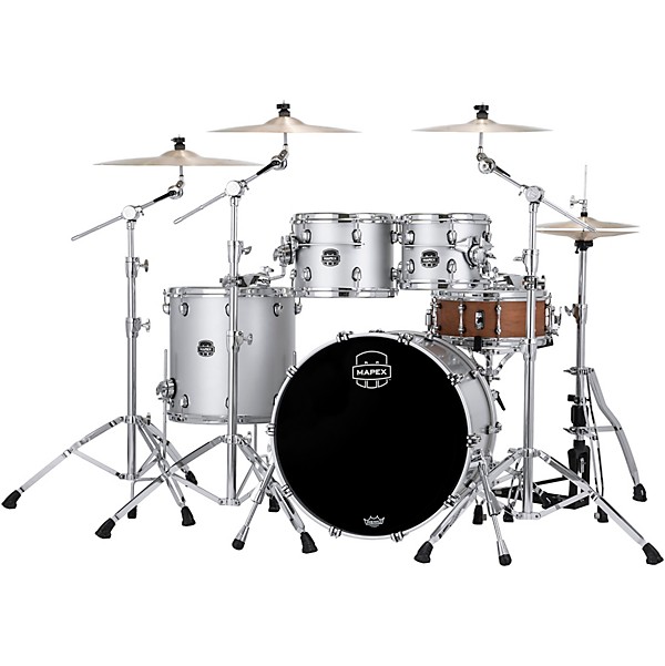 Mapex Saturn Evolution Rock Birch 4-Piece Shell Pack With 22" Bass Drum Iridium Silver