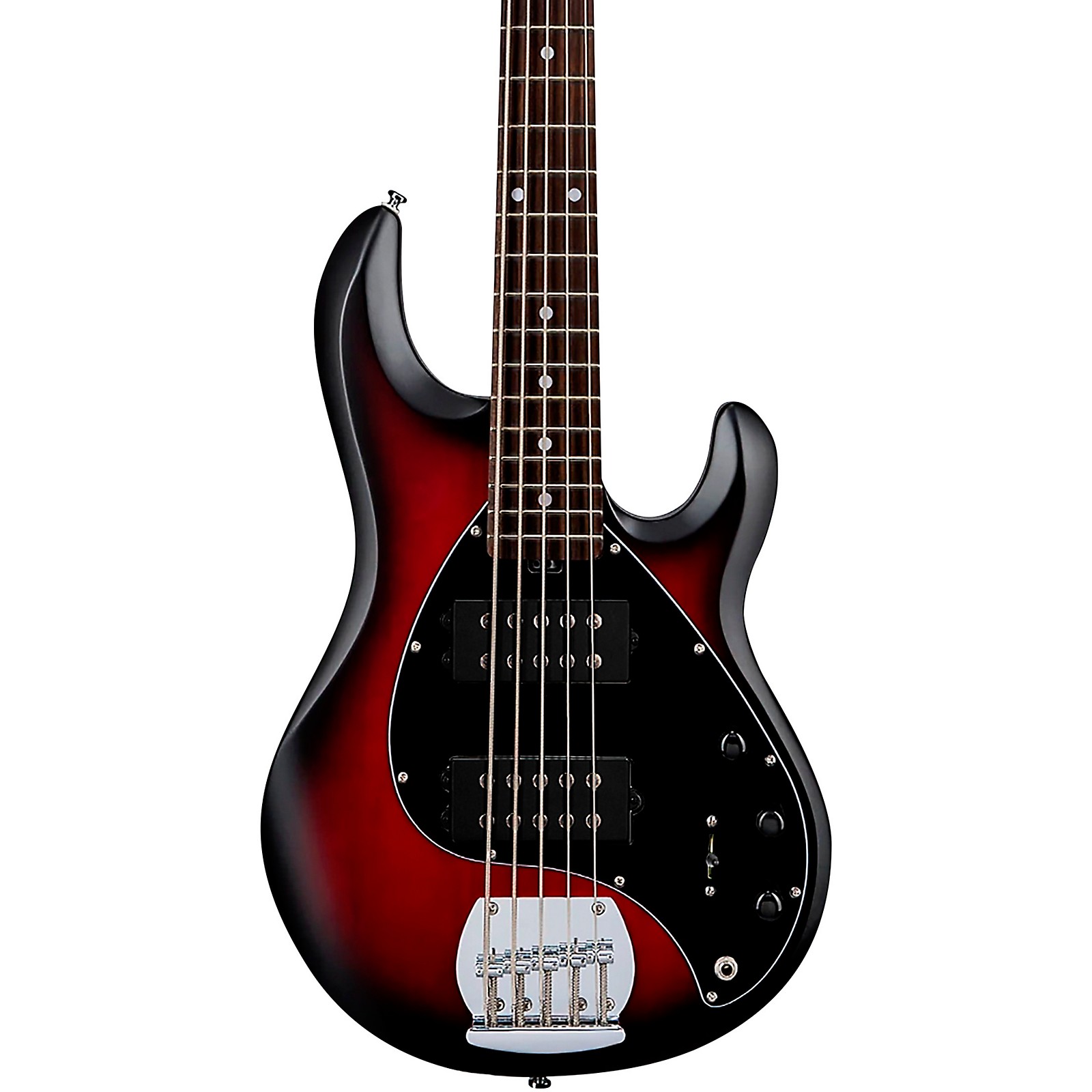 Sterling by Music Man StingRay Ray5HH Limited-Edition 5-String Bass Guitar  Ruby Red Burst Satin