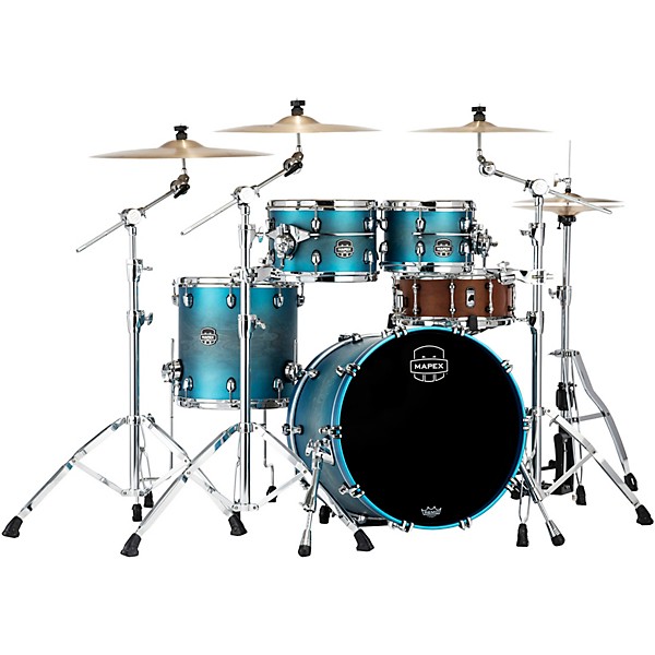 Mapex Saturn Evolution Fusion Maple 4-Piece Shell Pack With 20" Bass Drum Exotic Azure Burst