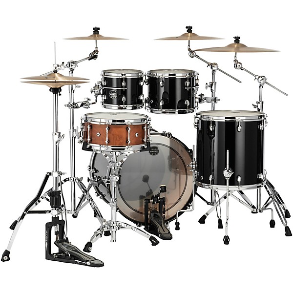 Mapex Saturn Evolution Rock Maple 4-Piece Shell Pack With 22" Bass Drum Piano Black