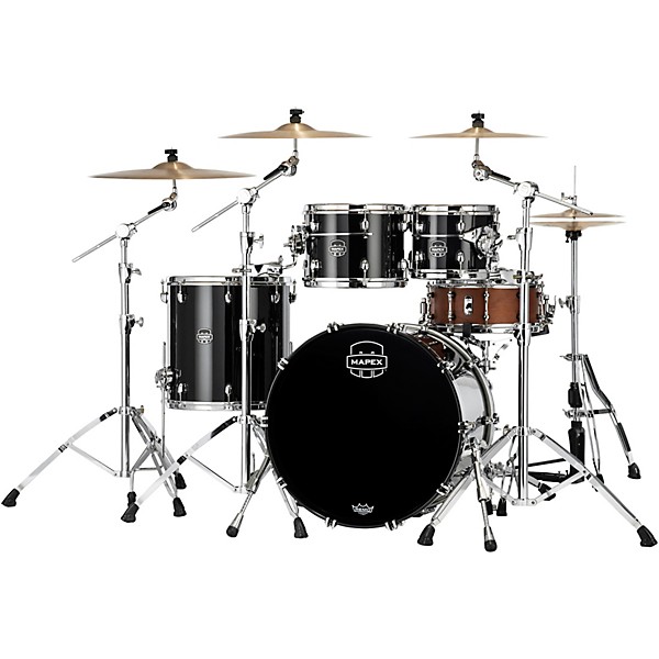 Mapex Saturn Evolution Rock Maple 4-Piece Shell Pack With 22" Bass Drum Piano Black