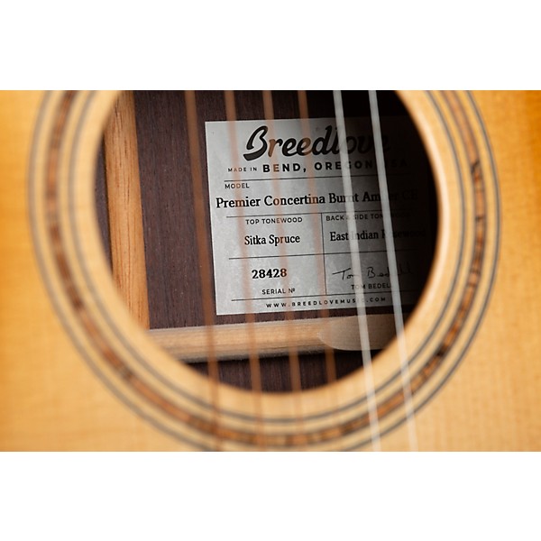 Breedlove Premier Sitka Spruce-East Indian Rosewood Concertina CE Acoustic-Electric Guitar Burnt Amber Burst