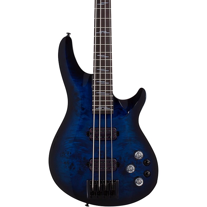 Schecter Guitar Research Omen Elite-4 4-String Electric Bass Guitar  See-Thru Blue Burst