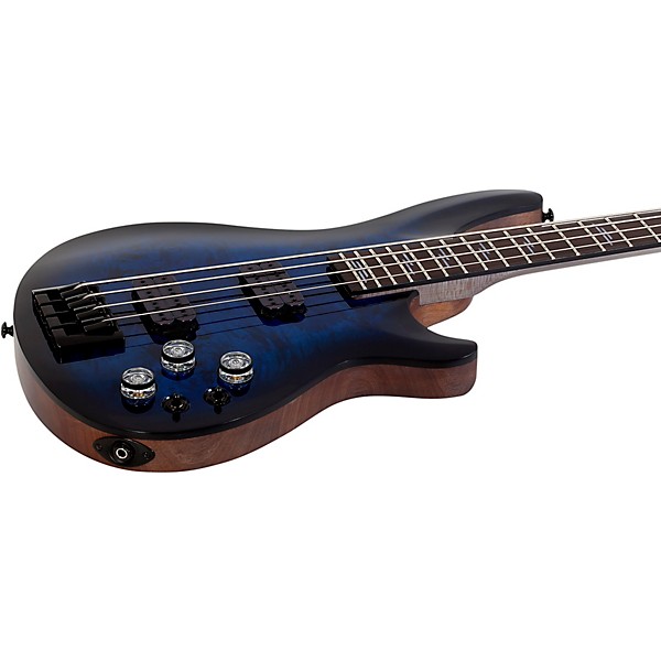 Schecter Guitar Research Omen Elite-4 4-String Electric Bass Guitar See-Thru Blue Burst