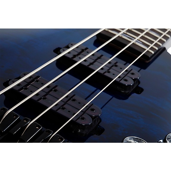 Schecter Guitar Research Omen Elite-4 4-String Electric Bass Guitar See-Thru Blue Burst