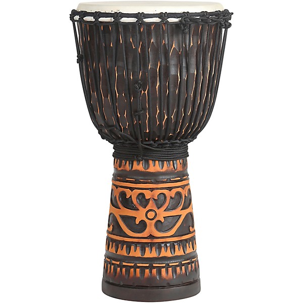 X8 Drums Deep Carve Antique Chocolate Djembe Drum 10 in.