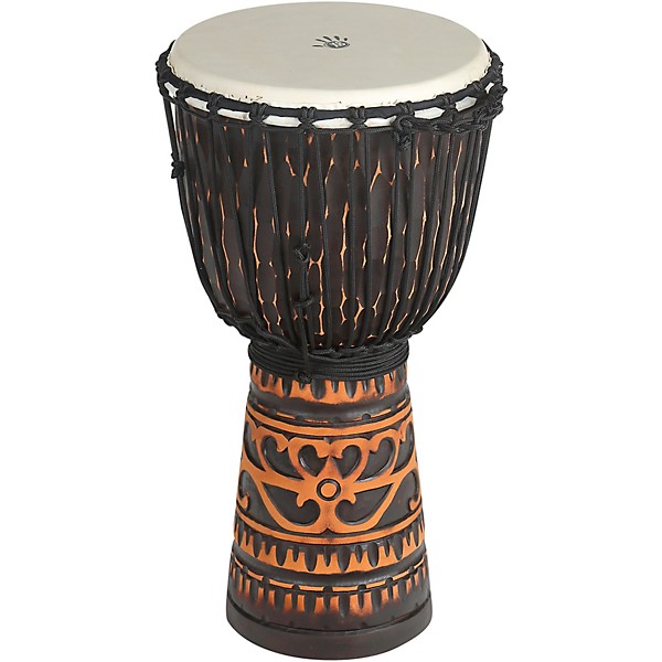 X8 Drums Deep Carve Antique Chocolate Djembe Drum 12 in.