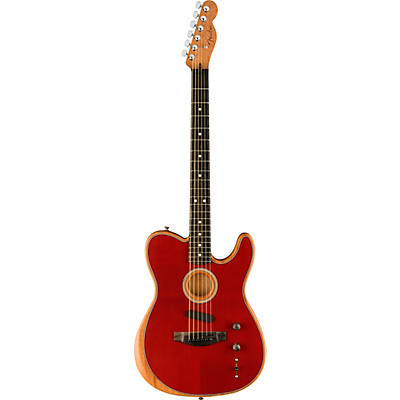 Fender Acoustasonic Telecaster Ebony Fingerboard Acoustic-Electric Guitar Crimson Red for sale