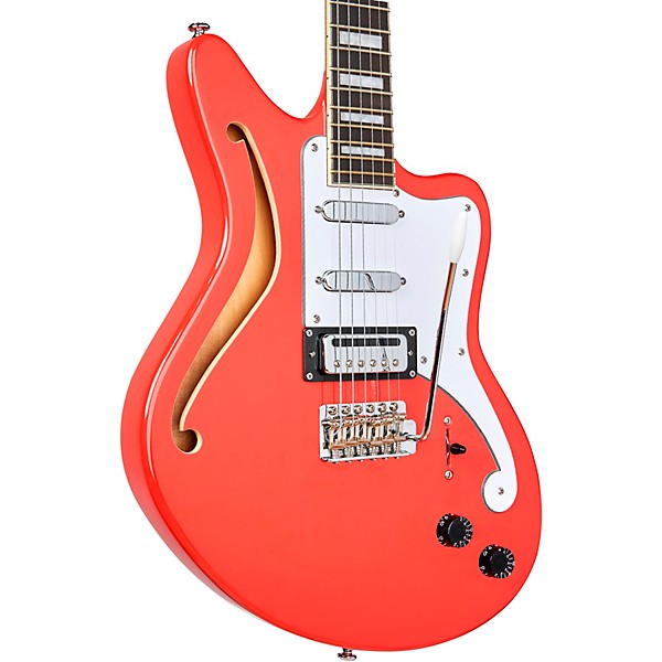 Clearance D'Angelico Premier Series Bedford SH Limited-Edition Electric Guitar With Tremolo Fiesta Red