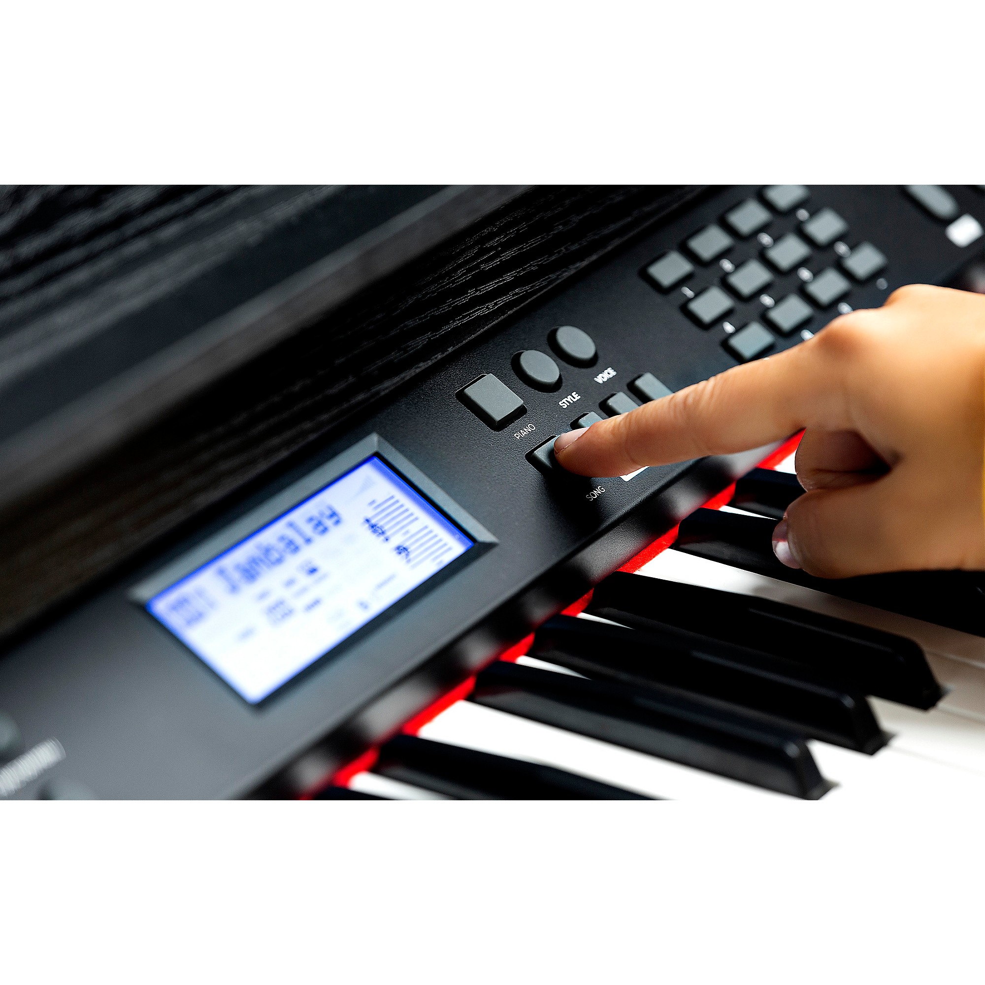 Alesis - Featuring a stylish and easy-to-assemble black wooden piano stand  with a built-in music rest and three pedals, and an adjustable piano bench,  the Virtue 88-key digital piano includes everything that