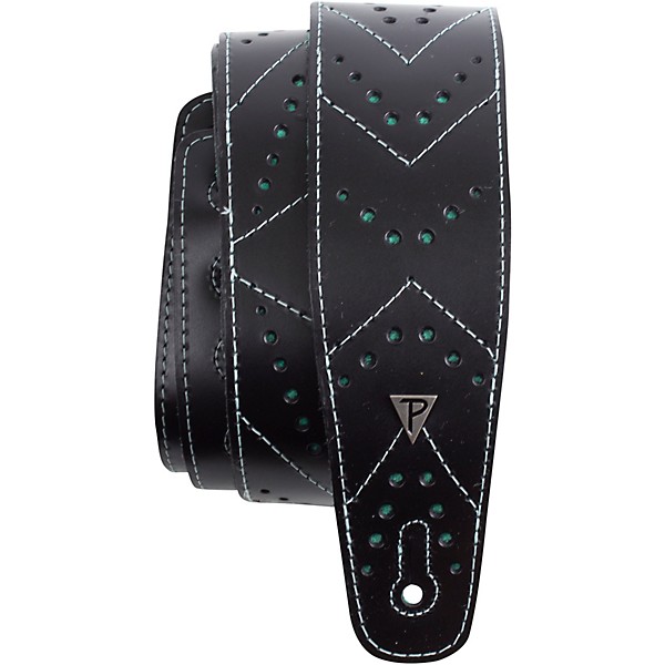 Perri's Italian Leather Guitar Strap Oxford - Blk/Teal 2.5 in.