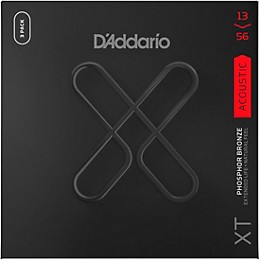 D'Addario XT Phosphor Bronze Acoustic Guitar Strings, Medium, 13-56, 3-Pack