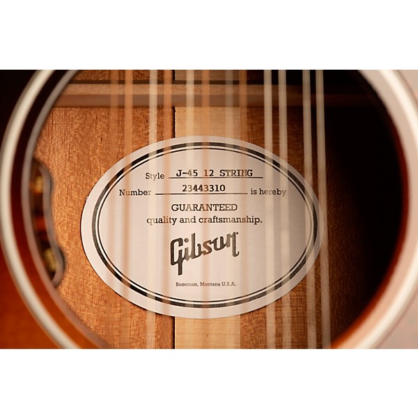 Gibson J-45 Standard 12-String Acoustic-Electric Guitar Vintage Sunburst Vintage Sunburst