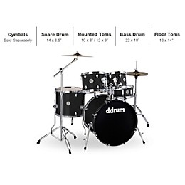 ddrum D2 5-Piece Complete Drum Kit Midnight Black