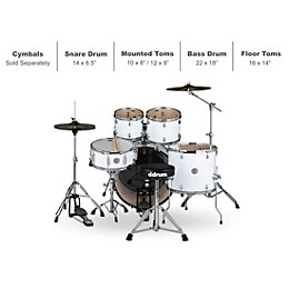 ddrum D2 5-Piece Complete Drum Kit Gloss White