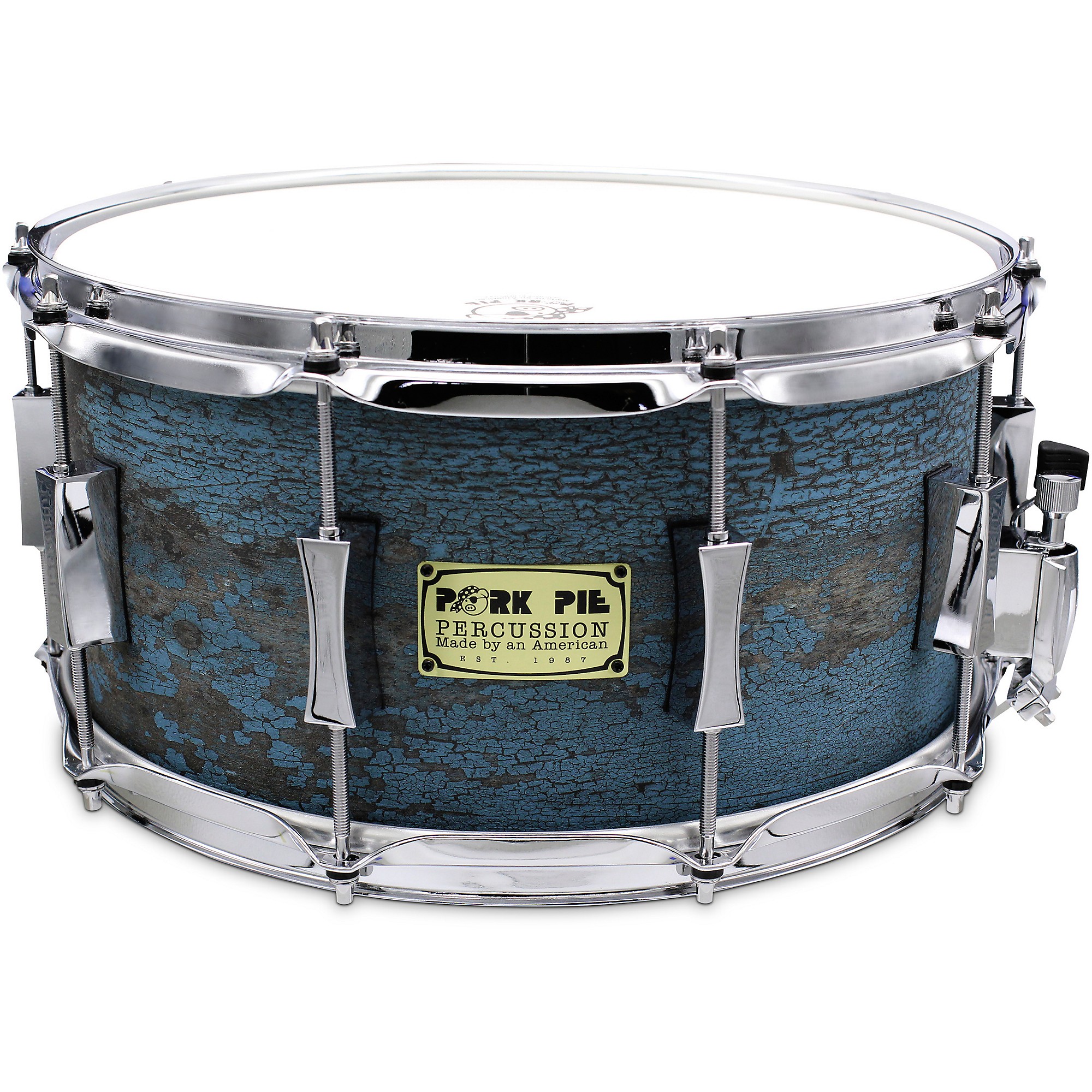 Pork Pie Weathered Barn Blue Snare Drum 14 x 7 in. | Guitar Center