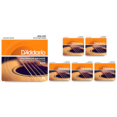 D'addario Ej15 Phosphor Bronze Extra Light Acoustic Strings 6 Pack for sale