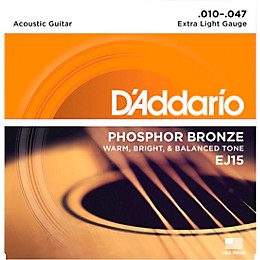 D'Addario EJ15 Phosphor Bronze Extra Light Acoustic Strings 6 Pack