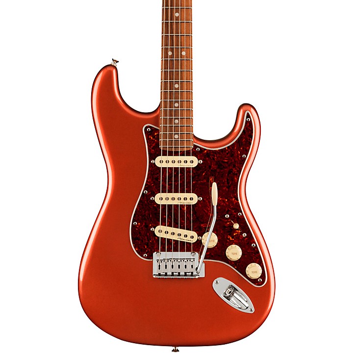 Fender Player Plus Stratocaster Pau Ferro Fingerboard Electric Guitar Aged Candy Apple Red 5943