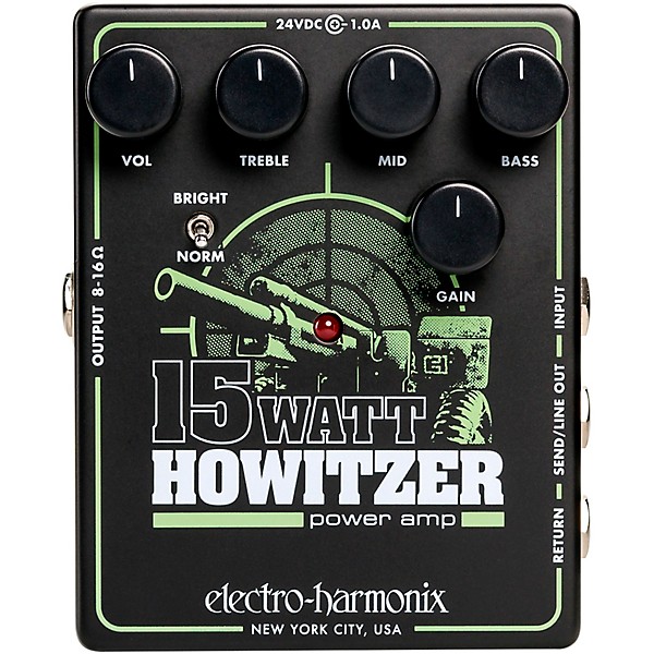 Electro-Harmonix 15Watt Howitzer Guitar Preamp and Power Amp Effects Pedal Black