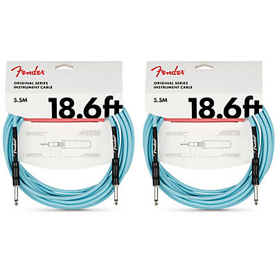 Fender Original Series Limited-Edition Instrument Cable 18.6 Ft. Sonic Blue 2-Pack for sale