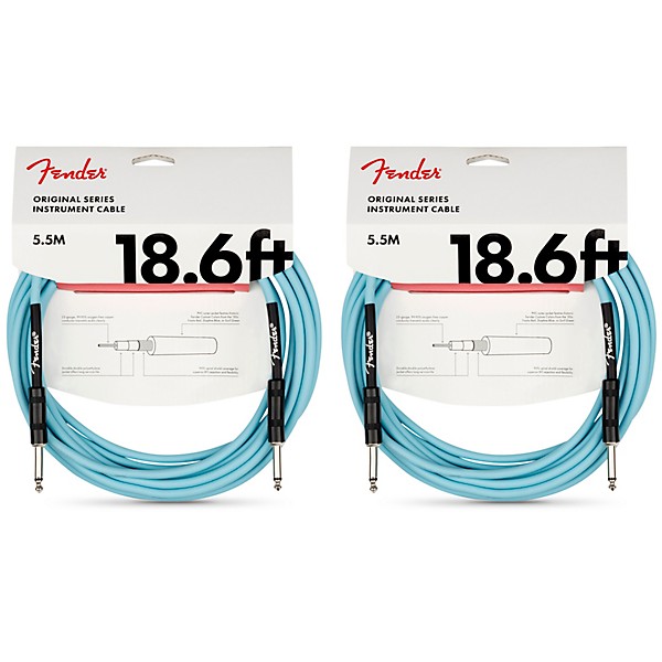 Fender Original Series Limited-Edition Instrument Cable 18.6 ft. Sonic Blue 2-Pack