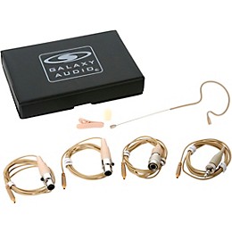 Galaxy Audio ESM4 Single-Ear Headset Mic With 4 Mixed Connector Cables (1 Audio-Technica, 1 Galaxy Audio/AKG, 1 Sennheiser, 1 Shure), Windscreen, Clip and Case Beige